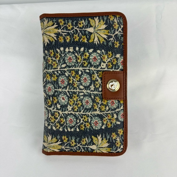 Spartina 449 Daufuskie Island Linen & Leather Wallet – Floral Pattern - Picture 1 of 5